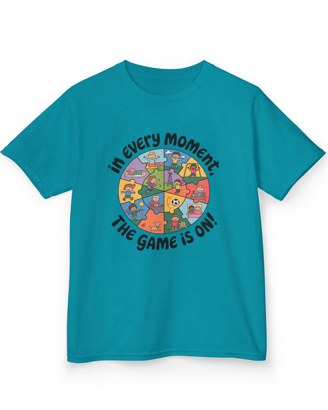"In every moment, the game is on" Kids Short Sleeve Tee