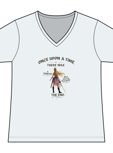 "She Saved Herself V2"  (2-sided) Women's Ideal V-Neck Tee