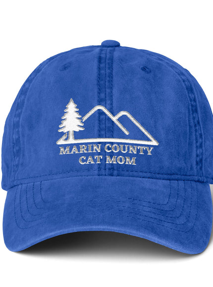 "Marin County Cat Mom" Women's Pigment-Dyed Cap with Fashion Undervisor (Embroidery)