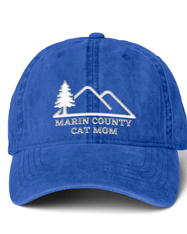 "Marin County Cat Mom" Women's Pigment-Dyed Cap with Fashion Undervisor (Embroidery)