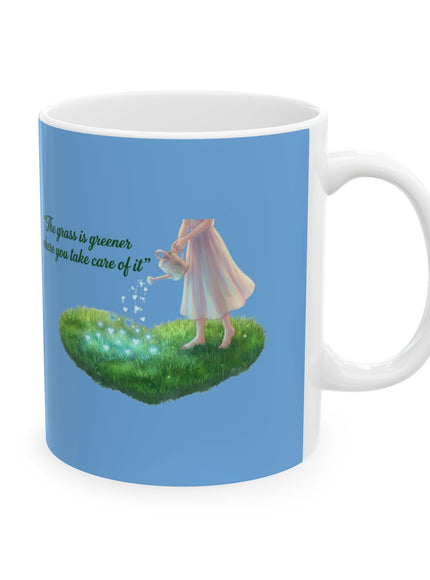 "The Grass is Greener Where You Water It" Ceramic Mug, (11oz, 15oz)