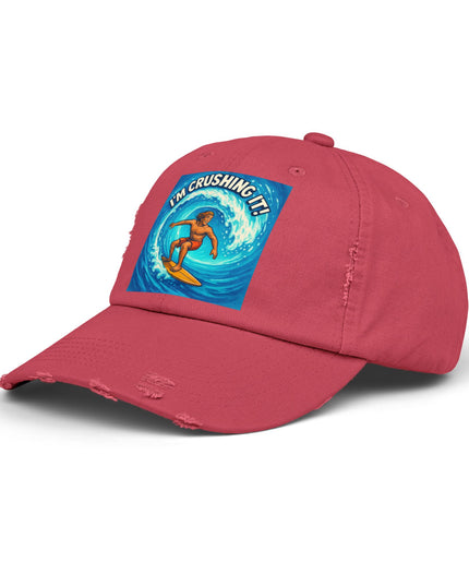 "I'm crushing it!" Unisex Distressed Cap