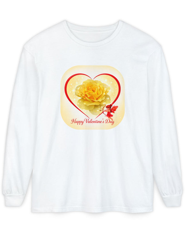 "Happy Valentine's Day" Unisex Garment-dyed Long Sleeve T-Shirt