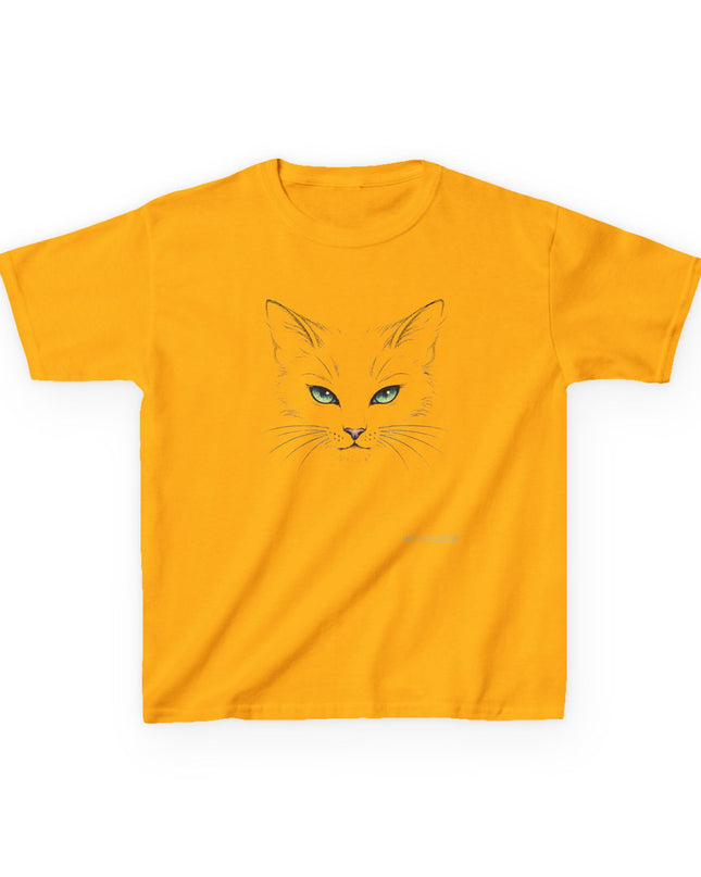 "Cat Face Sketch" Kids Heavy Cotton Tee
