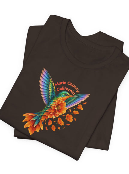 "Hummingbird and Poppies" Unisex Jersey Short Sleeve Tee