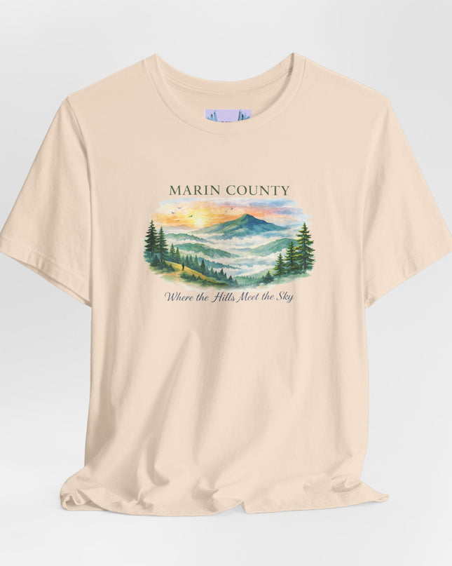 "Marin County, Where the Hills Meet the Sky" Unisex Jersey Short Sleeve Tee