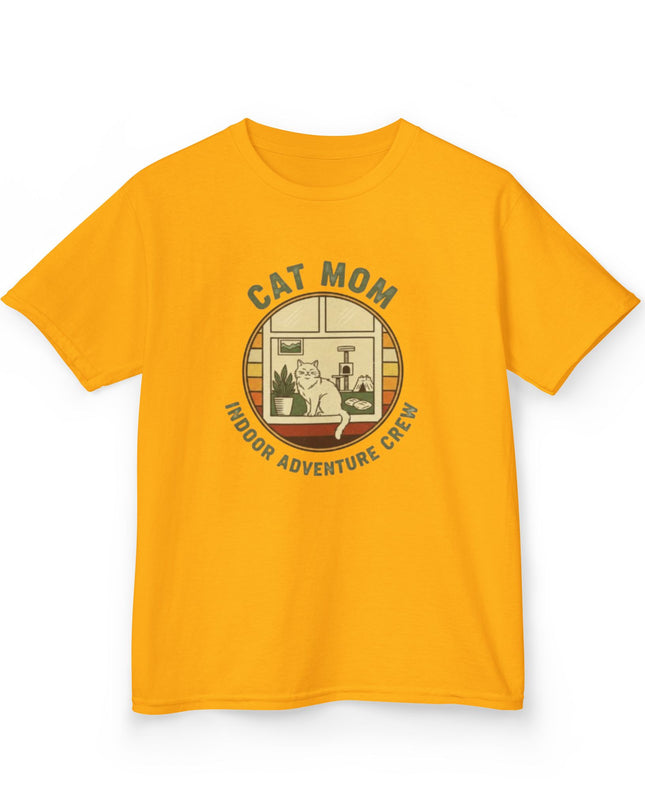 "Cat Mom Indoor Adventure Crew" Kids Heavy Cotton Tee