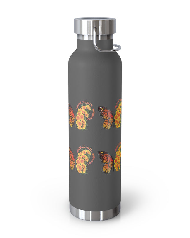 "Butterflies and Poppies Marin County, California" Copper Vacuum Insulated Bottle, 22oz