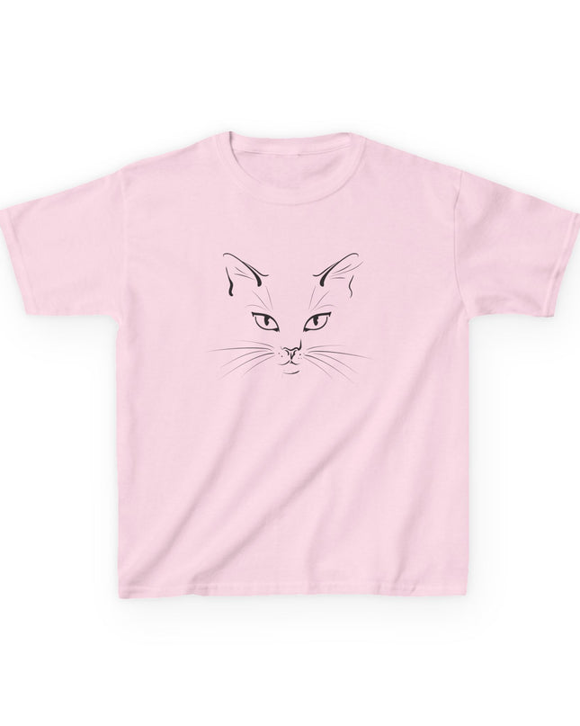 "Cat Face Sketch" Kids Heavy Cotton Tee