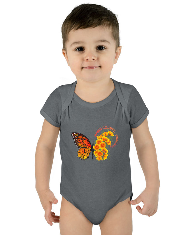 "Butterflies and Poppies Marin County, California" Infant Baby Rib Bodysuit