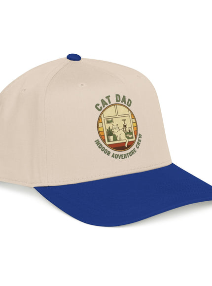 "Cat Dad Indoor Adventure Crew" Mid Profile Baseball Cap