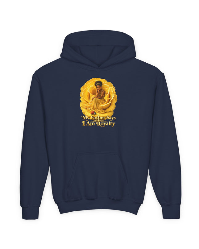 "My Father Says I am Royalty" Youth Heavy Blend Hooded Sweatshirt