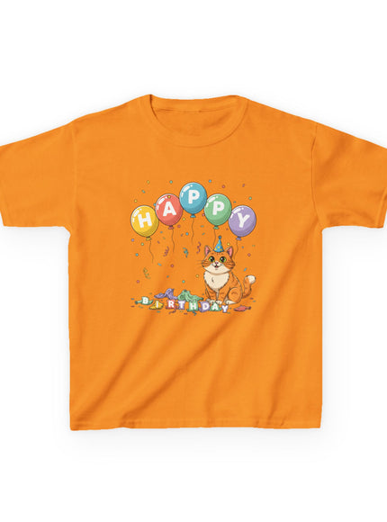 "Happy Birthday - Cat Popped the Balloons" Kids Heavy Cotton Tee