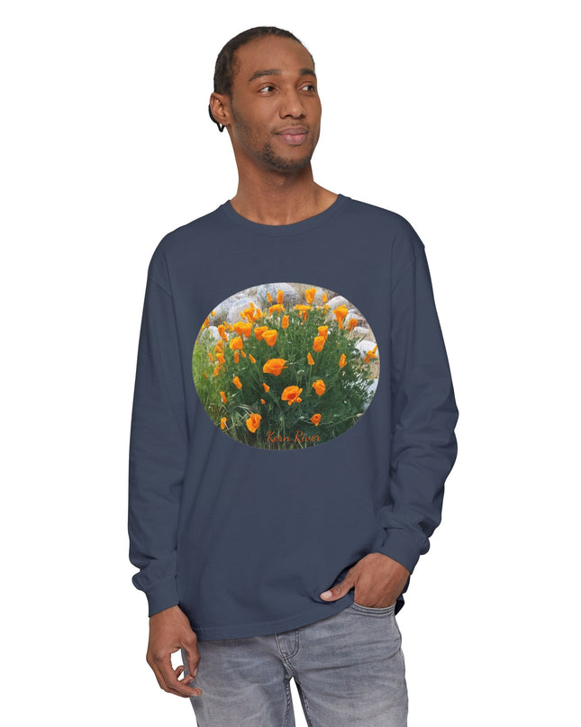 "California Poppies" Unisex Garment-dyed Long Sleeve T-Shirt