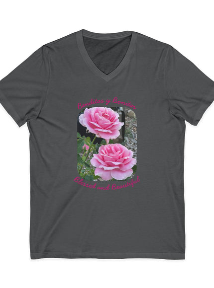 "Blessed and Beautiful" Ladies' V-Neck T-Shirt