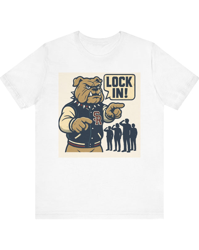 "The Fierce San Rafael High School Bulldog says Lock in!" Unisex Jersey Short Sleeve Tee