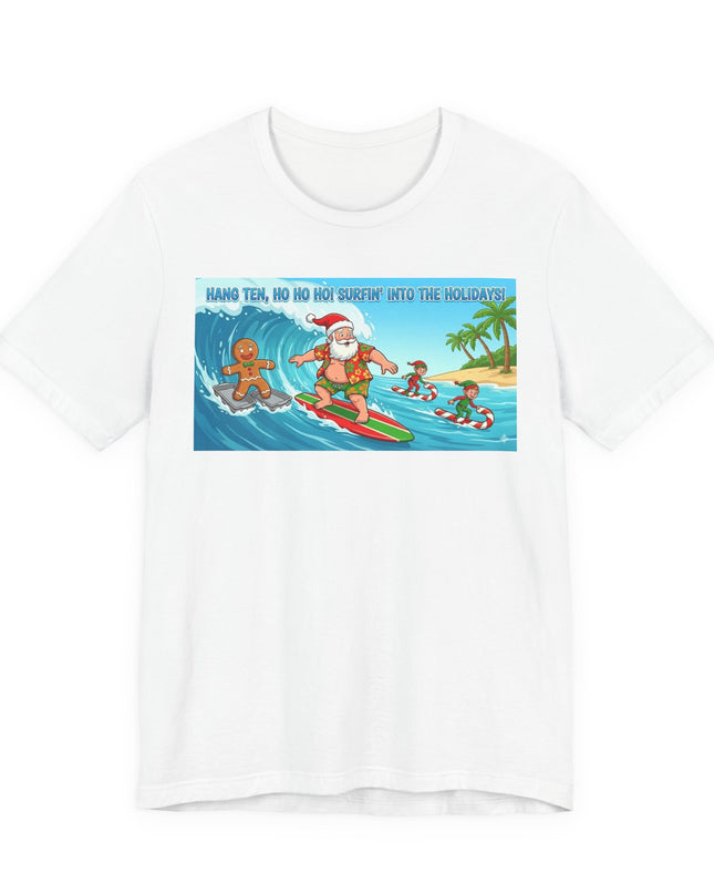 "Surfing into the Holidays" Unisex Jersey Short Sleeve Tee