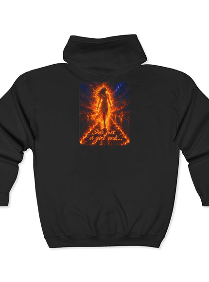 "She's Just a Girl" Unisex Heavy Blend Full Zip Hooded Sweatshirt