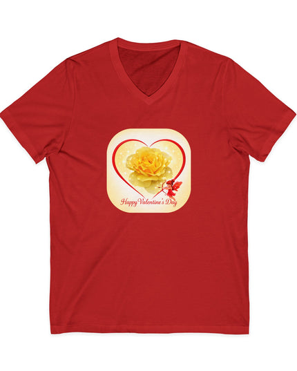 "Happy Valentine's Day" Unisex Jersey Short Sleeve V-Neck Tee