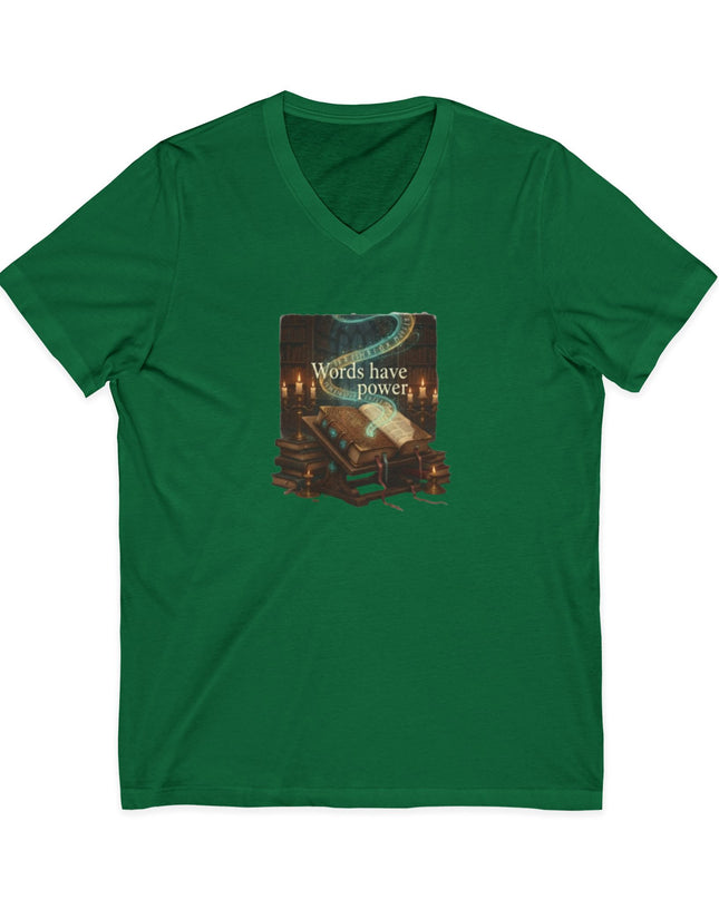 "Words Have Power" Unisex Jersey Short Sleeve V-Neck Tee