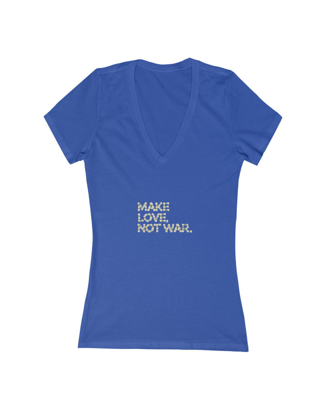 "Make Love Not War" Women's Jersey Short Sleeve Deep V-Neck Tee