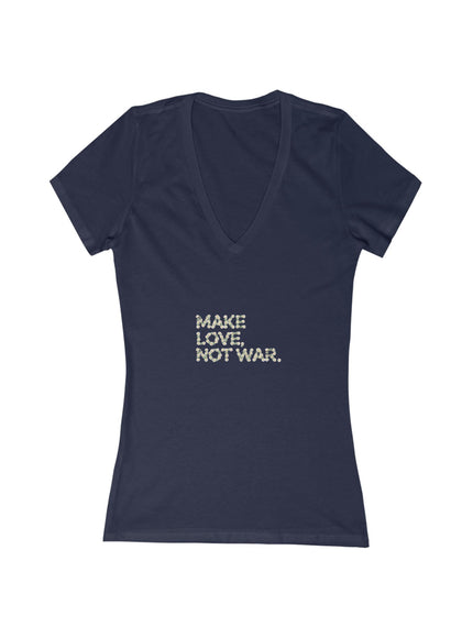 "Make Love Not War" Women's Jersey Short Sleeve Deep V-Neck Tee