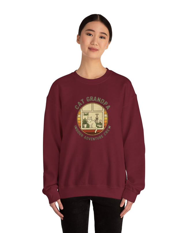 "Cat Grandpa Indoor Adventure Crew" Unisex Adult Sweatshirt