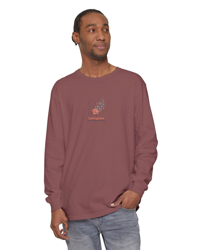 "Courageous Change Happening Within" Unisex Garment-dyed Long Sleeve T-Shirt