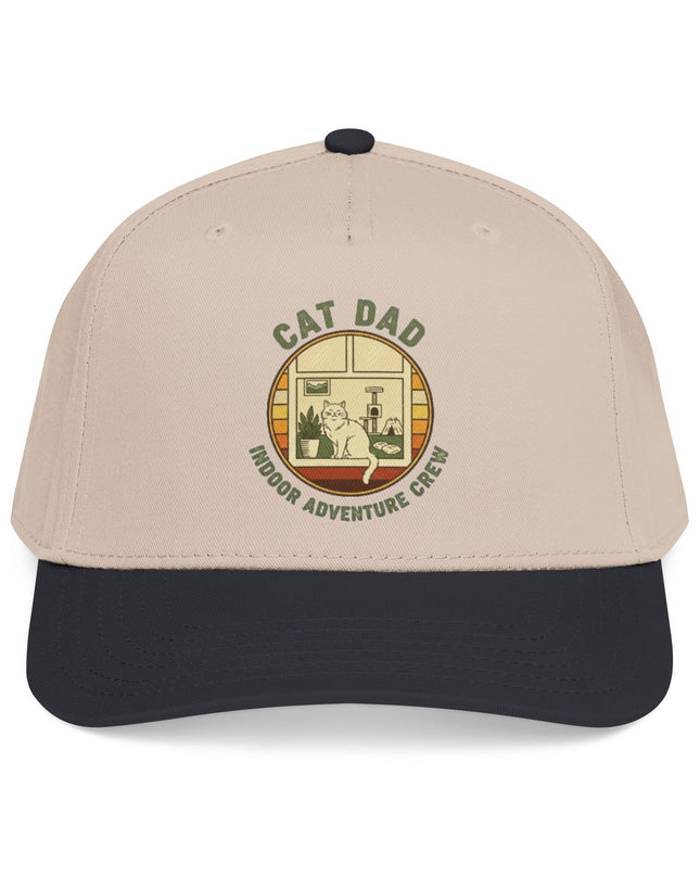 "Cat Dad Indoor Adventure Crew" Mid Profile Baseball Cap