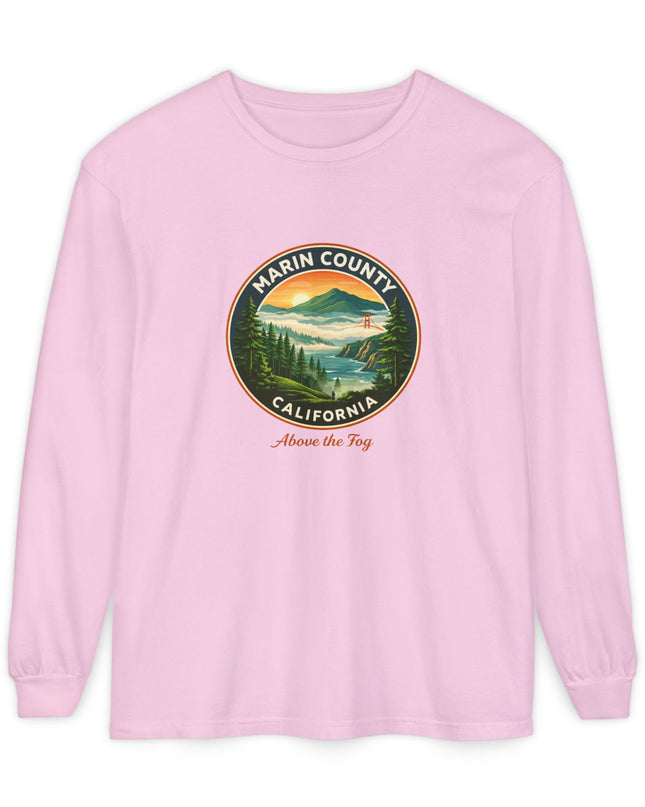 "Marin County, Above the Fog" Unisex Garment-dyed Long Sleeve T-Shirt