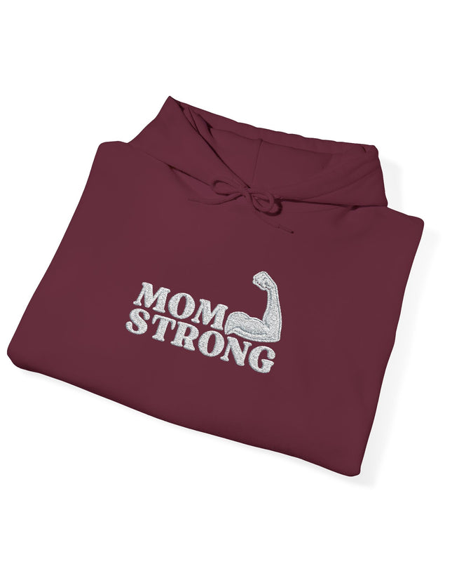 "Mom Strong (White embroidery)" Unisex Heavy Blend Hooded Sweatshirt