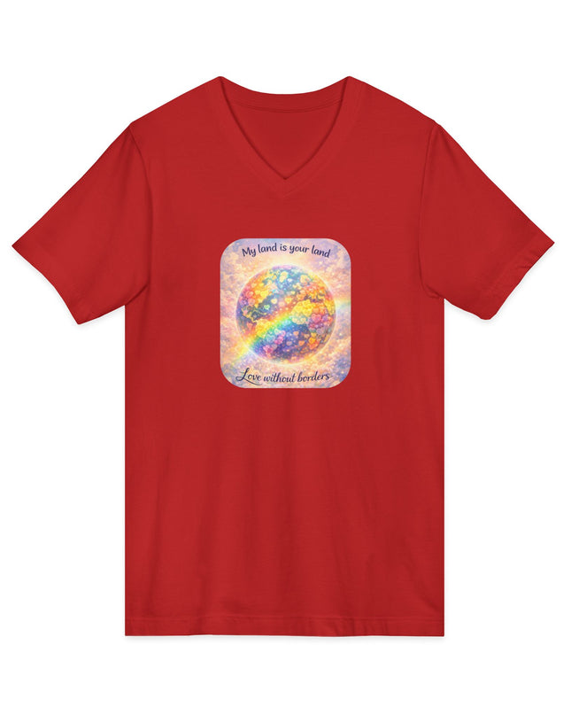 "My Land is Your Land" Unisex Jersey Short Sleeve V-Neck Tee