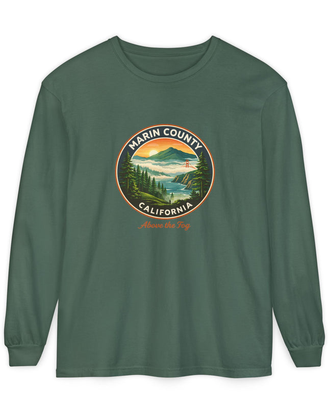 "Marin County, Above the Fog" Unisex Garment-dyed Long Sleeve T-Shirt