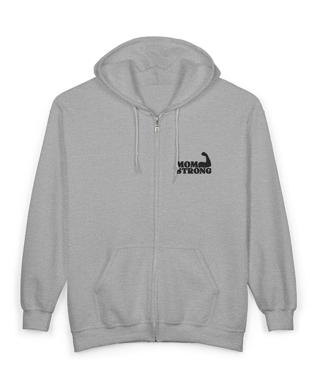 "Mom Strong (Black embroidery) " Unisex Heavy Blend Full Zip Hooded Sweatshirt