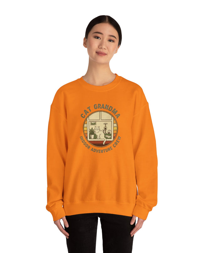 "Cat Grandma Indoor Adventure Crew" Unisex Adult Crewneck Sweatshirt