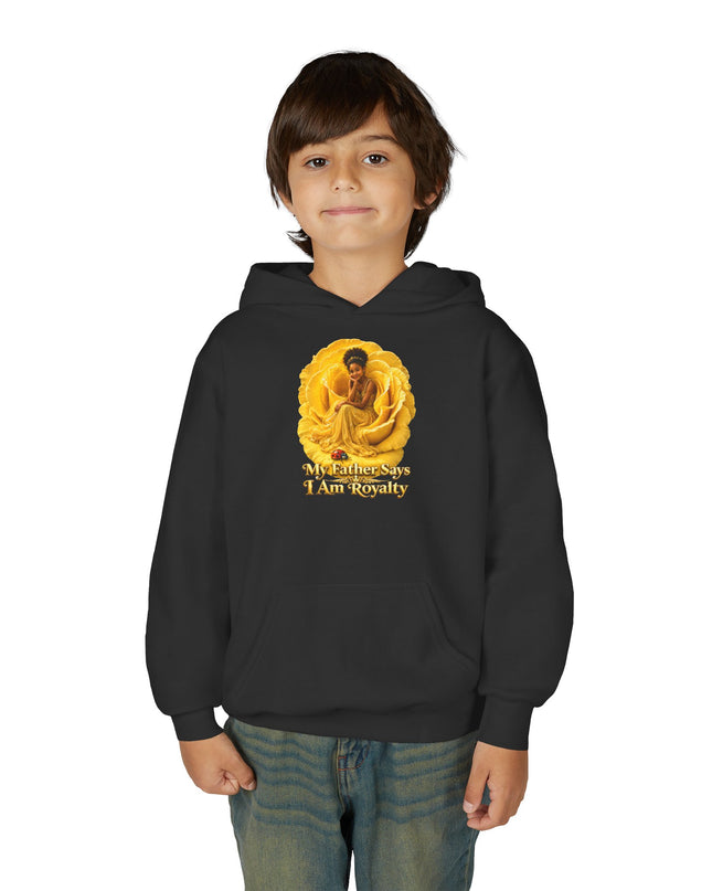 "My Father Says I am Royalty" Youth Heavy Blend Hooded Sweatshirt