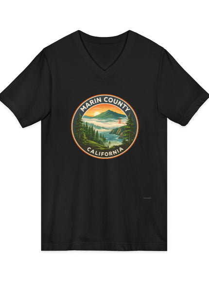 "Marin County, Above the Fog - no text" Unisex Jersey Short Sleeve V-Neck Tee