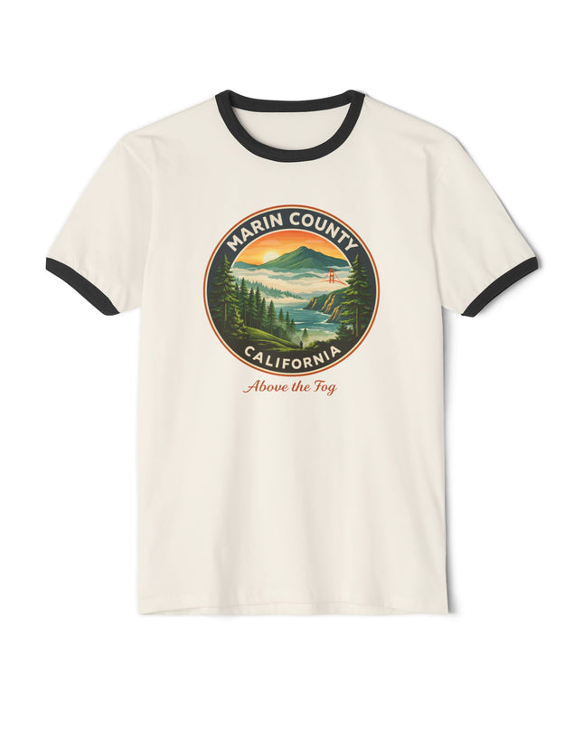 "Marin County, Above the Fog" Unisex Cotton Ringer T-Shirt