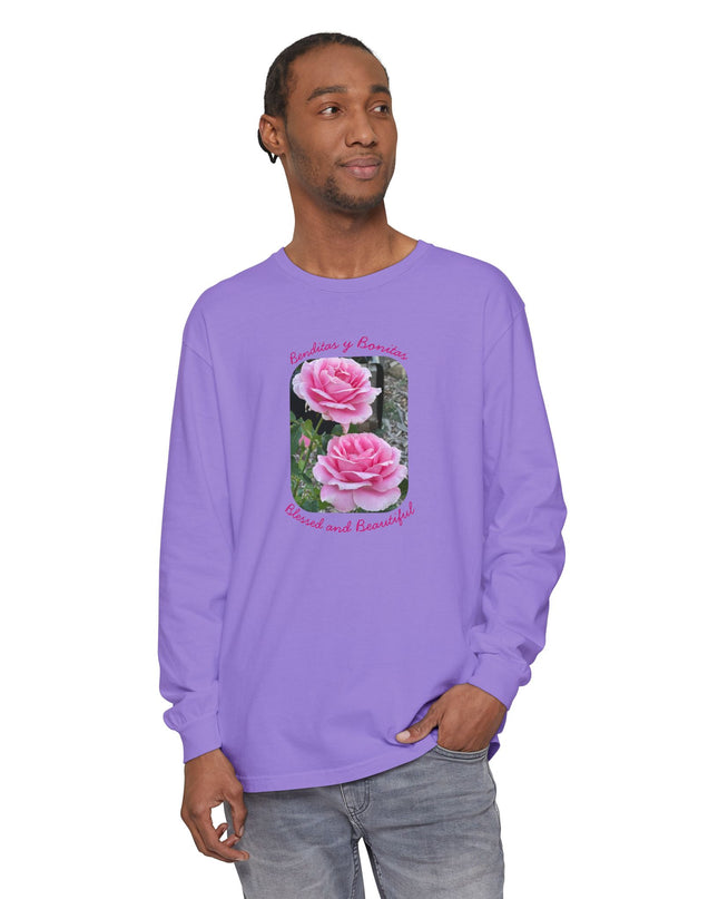 "Blessed and Beautiful" Unisex Garment-dyed Long Sleeve T-Shirt