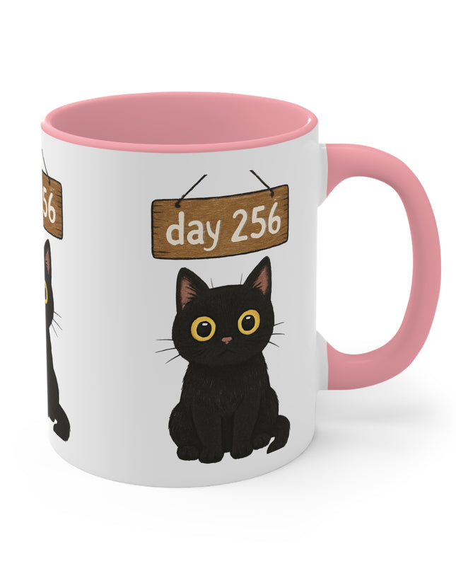 "Day 256 Not Blinking Black Cat" Accent Mug