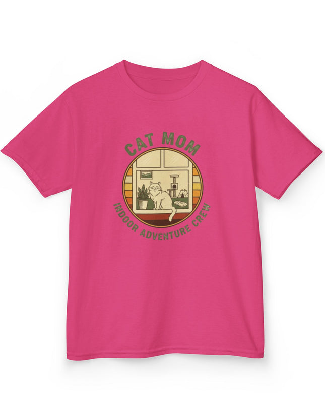"Cat Mom Indoor Adventure Crew" Kids Heavy Cotton Tee
