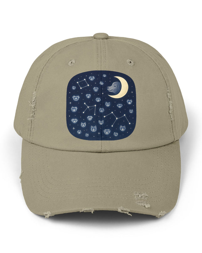 "Dog in the constellations" Unisex Distressed Cap