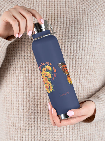 "Butterflies and Poppies Marin County, California" Copper Vacuum Insulated Bottle, 22oz