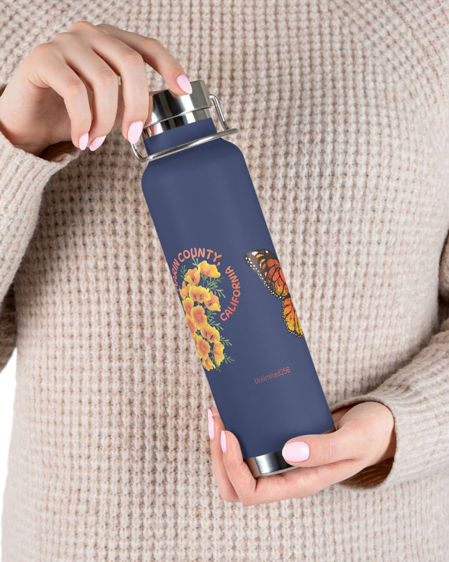 "Butterflies and Poppies Marin County, California" Copper Vacuum Insulated Bottle, 22oz