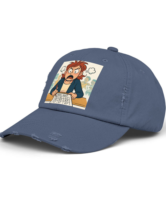 "67 with a Frustrated Math Teacher" - Unisex Distressed Cap