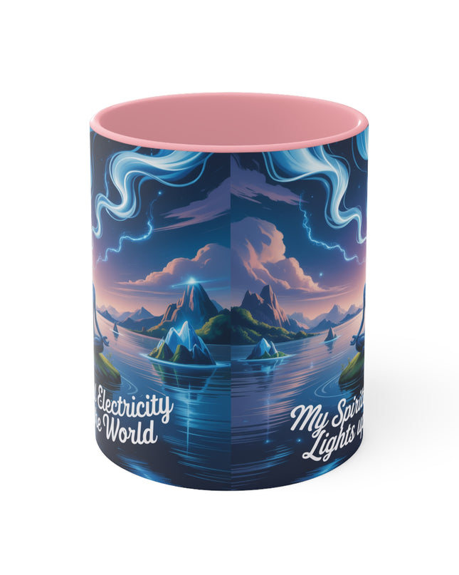 "My Spiritual Electricity Lights Up the World" Accent Mug