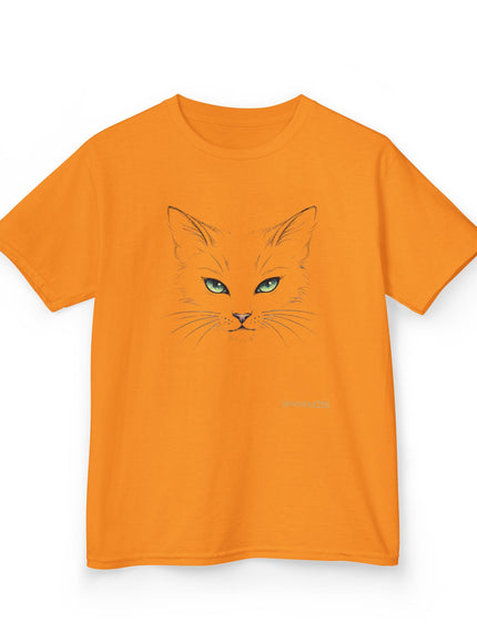 "Cat Face Sketch" Kids Heavy Cotton Tee