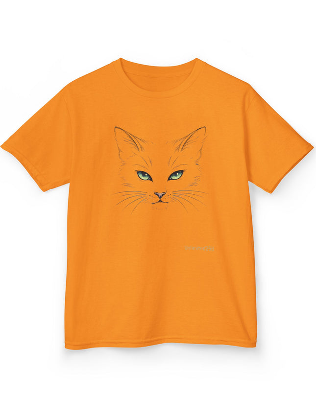 "Cat Face Sketch" Kids Heavy Cotton Tee