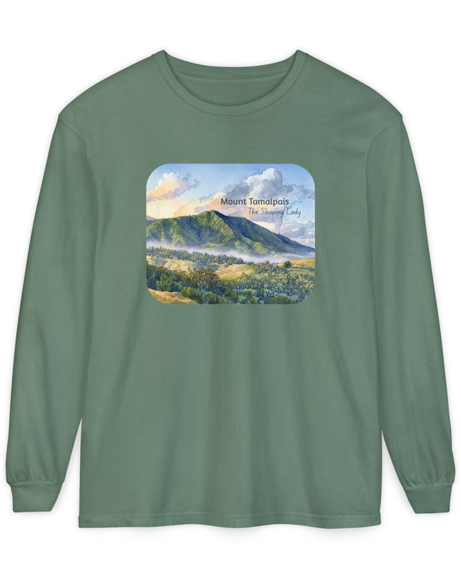 "Mount Tamalpais, the Sleeping Lady" Unisex Garment-dyed Long Sleeve T-Shirt