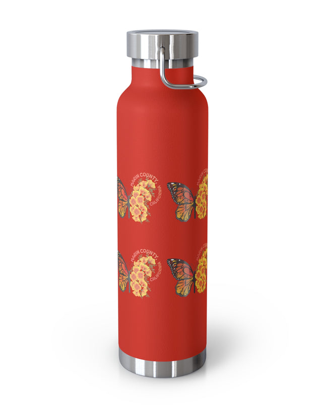"Butterflies and Poppies Marin County, California" Copper Vacuum Insulated Bottle, 22oz